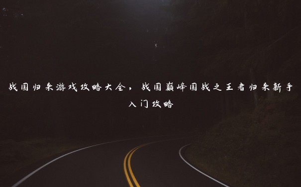 战国归来游戏攻略大全，战国巅峰国战之王者归来新手入门攻略