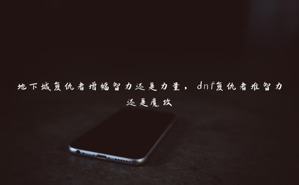 地下城复仇者增幅智力还是力量，dnf复仇者堆智力还是魔攻