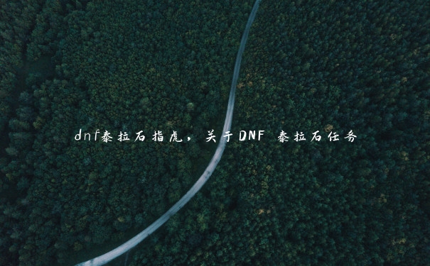 dnf泰拉石指虎，关于DNF 泰拉石任务